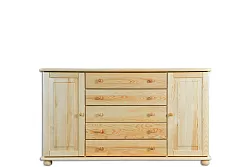 Komoda kombinovaná z masívnej borovice 165x42x92cm - sivá