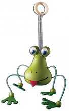 Figúrka žaba na pružinke z masívnej borovice výška 13cm