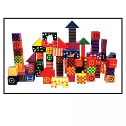 Stavebnica drevená farebná vzorovaná 100 ks - POSLEDNÝ KUS