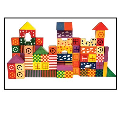 Stavebnice dřevěná barevná vzorovaná 50 ks 