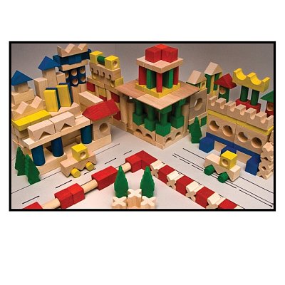 Stavebnice dřevěná barevná 500 ks 