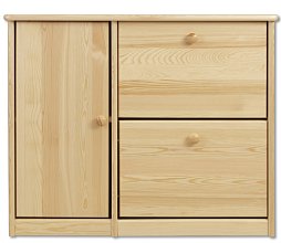 Botník s výklopnými zásuvkami a dvířkami z borovice 90x29x80cm - Borovice