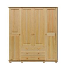 Šatníková skriňa dverová so šuplíkmi z masívnej borovice 165x60x190cm - Borovica