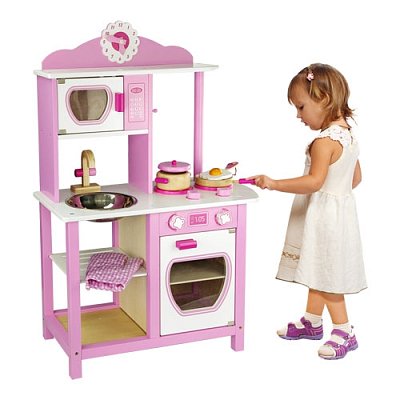 Dřevěná kuchyňka růžová