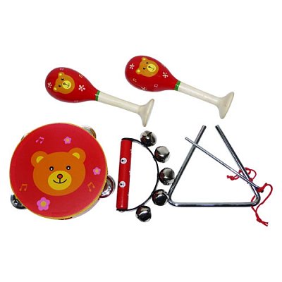 Drevená hudobná sada s medvedíkom (5 ks) - POSLEDNÉ KUSY
