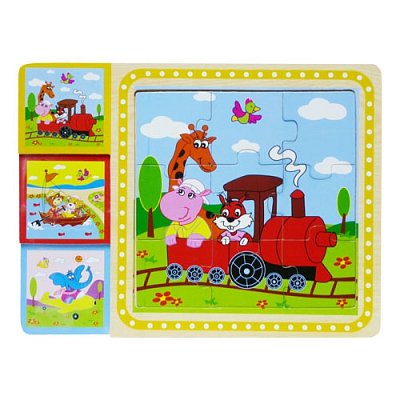 Dřevěné puzzle (3 obrázky) v jednom