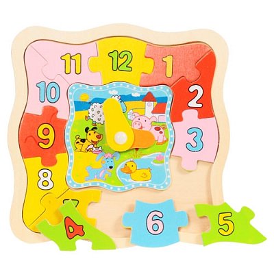 Drevené vkladacie puzzle - Hranaté hodiny