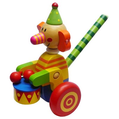 Dřevěná hračka na tyči - Slon