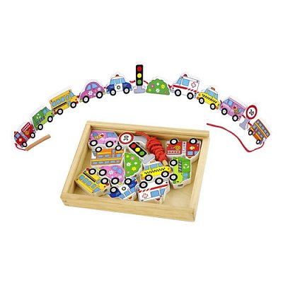 Drevená navliekacia sada - Autá