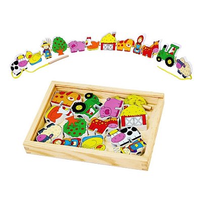 Drevená navliekacia sada - Farma