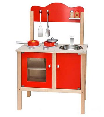 Dřevěná kuchyňka červená 