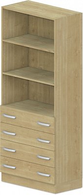 Skriňa policová, zásuvky / niky 80x42x187, 5cm - Wenge