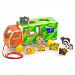 Dřevěné auto safari, vkládací tvary 3896