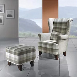 Křeslo a taburet - Moris - Krémová