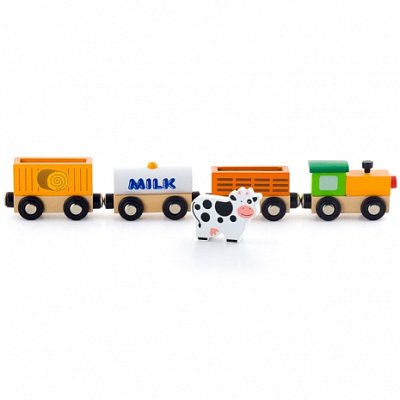 Drevený vláčik s vagónikmi (farma)