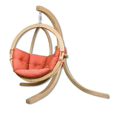 Kreslo závesné z masívneho smrekového dreva 230x195x120cm - Červená