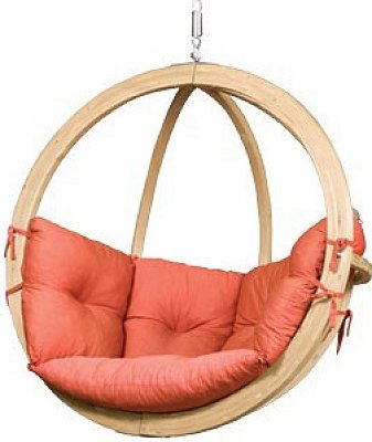 Kreslo závesné z masívneho smrekového dreva pr.120cm - Červená