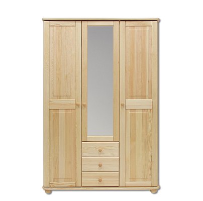 Skriňa trojdverová z masívnej borovice so zásuvkami 125x60x190cm - Borovica