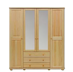 Šatníková skriňa dverová so šuplíkmi z masívnej borovice 165x60x190cm - Šedá