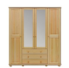 Šatníková skriňa dverová so šuplíkmi z masívnej borovice 165x60x190cm - Borovica