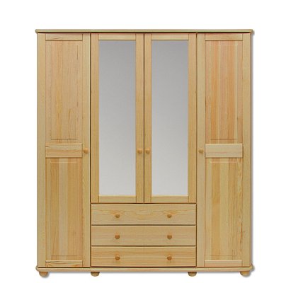 Šatníková skriňa dverová so šuplíkmi z masívnej borovice 165x60x190cm - Borovica