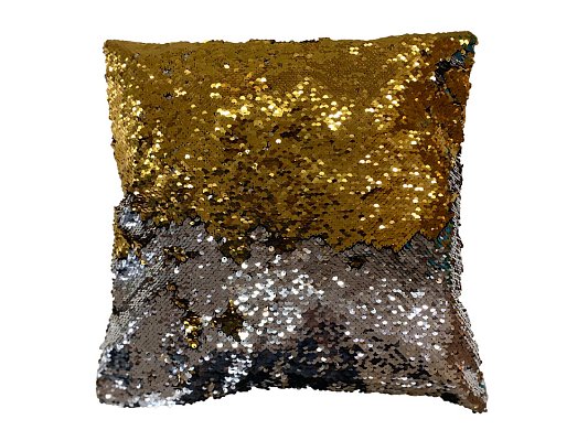 Obliečka na vankúšik flitrová - žlto-strieborná