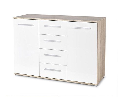 Komoda 116x40x82cm - Biela/dub sonoma