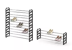 Stohovateľný botník 62-115x18x33cm - Čierna