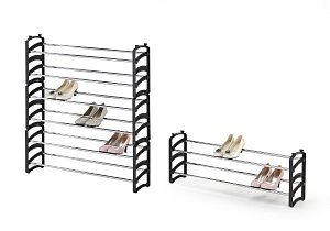 Stohovateľný botník 62-115x18x33cm - Čierna