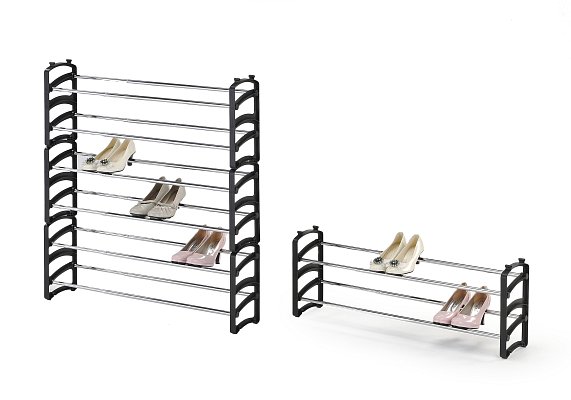 Stohovateľný botník 62-115x18x33cm - Čierna