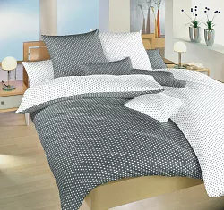 Bavlnené obliečky 140x200 + 70x90 - biela/sivá DUO