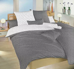 Bavlnené obliečky 140x200 + 70x90 - biela/sivá DUO