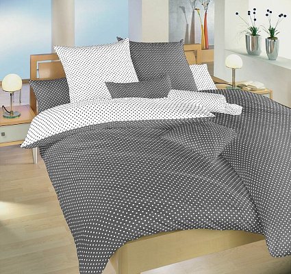 Bavlnené obliečky 140x200 + 70x90 - biela/sivá DUO