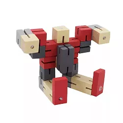 Dřevěný auto-robot červený