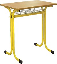 Školní jednomístná lavice s košíkem - v. 59 cm - Žlutá/Buk 13