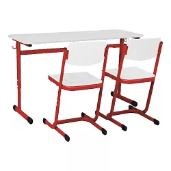 Školní dvoumístná lavice - v. 59 až 82 cm - Zelená/Bílá