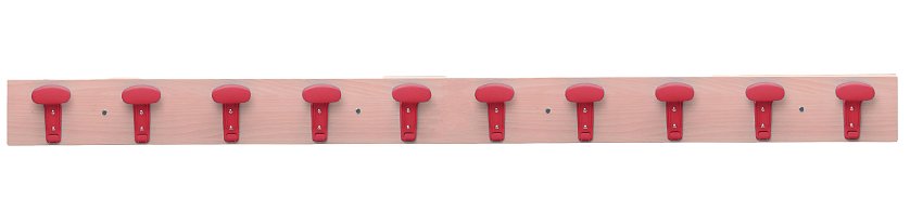 10 místný nástěnný věšák na oděvy - Červená