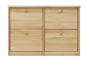 Botník s výklopnými zásuvkami z masívnej borovice 110x29x80cm - Borovica