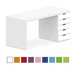 Stůl se zásuvkovým kontejnerem 160x70cm - Chilli red