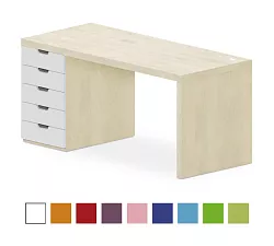 Stůl se zásuvkovým kontejnerem 160x70cm - Chilli red