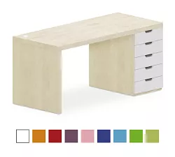 Stůl se zásuvkovým kontejnerem 160x70cm - Chilli red