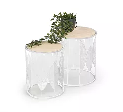 Zostava dvoch konferenčných stolíkov 33x40cm a 40x45cm - Biela