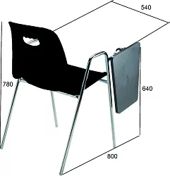 Stolička D18-3, rám s podrúčkami a písacou podložkou - Svetlo modrá