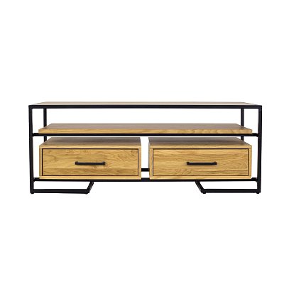 Televízny stolík kombinovaný z prírodného dubu 135x42x50cm - Dub dark