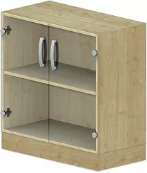 Skriňa policová, presklené dvierka 80x42x82, 5cm - Sivá