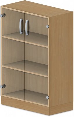 Skriňa policová, presklené dvierka 80x42x117, 5cm - Biela