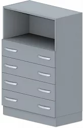 Skriňa policová, zásuvky / niky 80x42x117, 5cm - Sivá