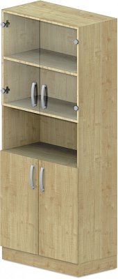 Skriňa policová, presklené dvierka 80x42x187, 5cm - Biela