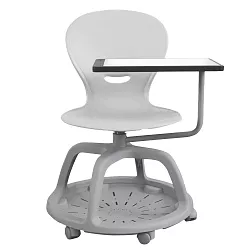 Stolička NEWS 3.0 s otočnou základňou a písacou podložkou - Biela