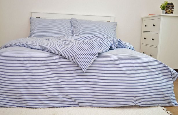 Bavlnené obliečky 140x200cm + 70x90cm - Modrá/biela